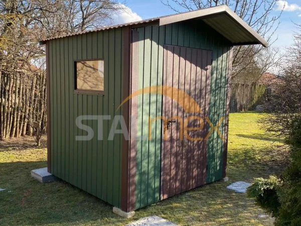 Domek ogrodowy w kolorze 2×2×2,40 – BTX 6020 zielony MAT, dach dwuspadowy z daszkiem, okno PCV - obrazek 2