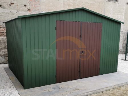 Domek ogrodowy w kolorze 4×3×2,50 – BTX 6020 zielony MAT, dach dwuspadowy, drzwi dwuskrzydłowe