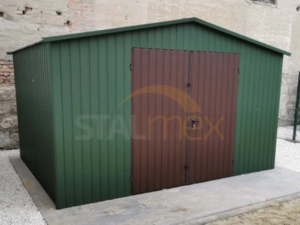 Domek ogrodowy w kolorze 4×3×2,50 – BTX 6020 zielony MAT, dach dwuspadowy, drzwi dwuskrzydłowe