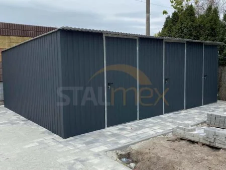 Domek ogrodowy/potrójny magazyn w kolorze 6×5×2,10 – BTX 7016 grafit MAT, spad dachu do tyłu