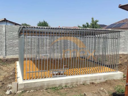 Ocynkowany kojec dla psa 4×3 z uchwytem na miski