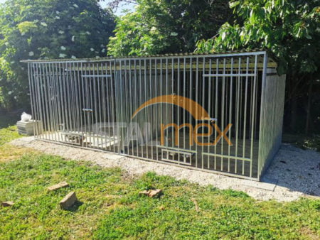 Podwójny kojec ocynkowany 5x2 z uchwytami na miski