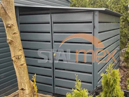 Wiata śmietnikowa / wiata na drewno 2x3 BTX 7016 grafit MAT - spad dachu na prawą stronę