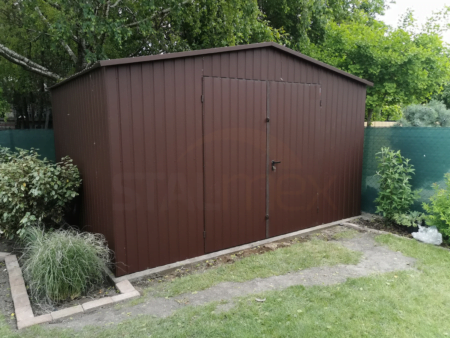 Domek ogrodowy w kolorze 4×2×2,50 – BTX 8017 brązowy MAT, dach dwuspadowy, drzwi dwuskrzydłowe
