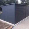 Garaż blaszany w kolorze 6×4×2,1 - BTX 7016 grafit MAT, spad dachu do tyłu, bramy uchylne, okna PCV - obrazek 3