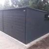 Garaż blaszany w kolorze 6×4×2,1 - BTX 7016 grafit MAT, spad dachu do tyłu, bramy uchylne, okna PCV - obrazek 2