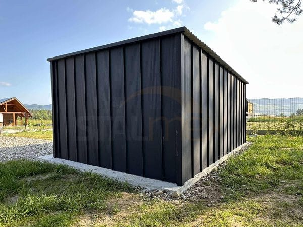 Domek ogrodowy na rąbek 4,5×3×2,10 – BTX7016 grafit MAT, spad dachu do tyłu, okno - obrazek 2