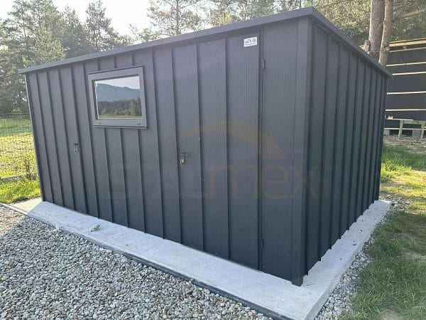 Domek ogrodowy na rąbek 4,5×3×2,10 – BTX7016 grafit MAT, spad dachu do tyłu, okno - obrazek 5
